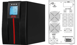 MAC-3000, POWERCOM, UPS, 3000W,On-Line, 4xSchuko,208-240VAC,12V9Ahx6,USB,Sinewave,Tower, Black.